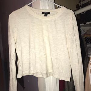 White semi-cropped long sleeve